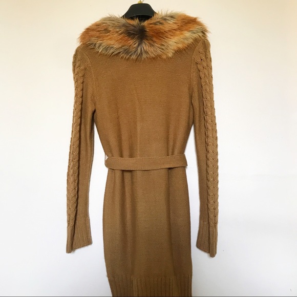 H&M Brown Faux Fur Collar Cardigan S - Picture 4 of 4